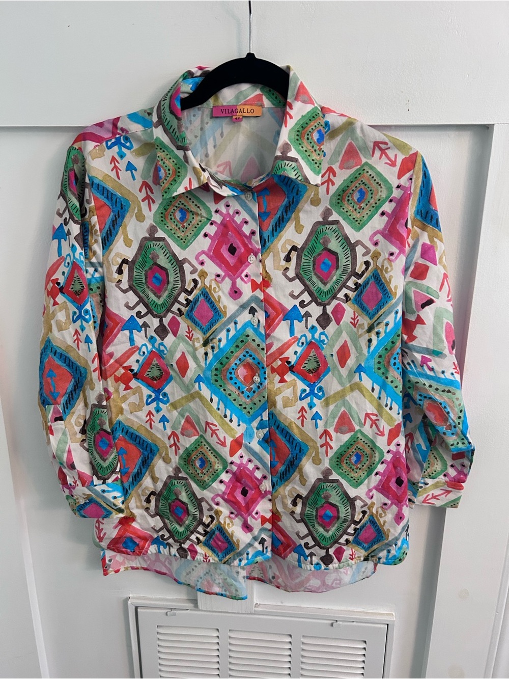 VILAGALLO POLINE IKAT BLOUSE MULTICOLOR size 42